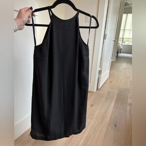 Fab’rik Little Black Dress with High Neck and Ruffle Back